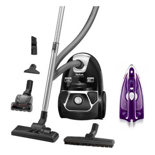 Комплект Пылесос Tefal Compact Power TW3985EA Black + Утюг Tefal FV1844E0 White/Purple в Борк